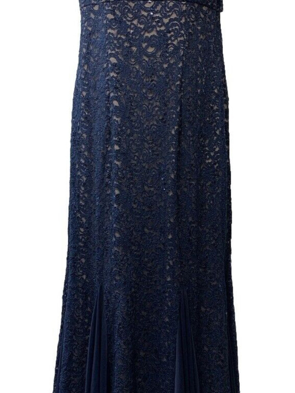 Alex Evenings Women's Size 10 Long Cold Shoulder Dress In Navy & Nude 81122243